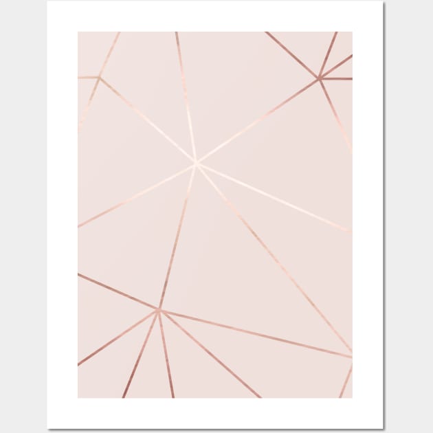 Blush Pink Gold Geometric Fractal Wire Terrarium Cage Lines Wall Art by Printable Pretty